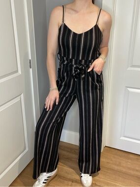 Eclipse Striped Black Wide-Leg Jumpsuit